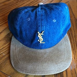 Exclusive vintage Ysl denim strap back hat